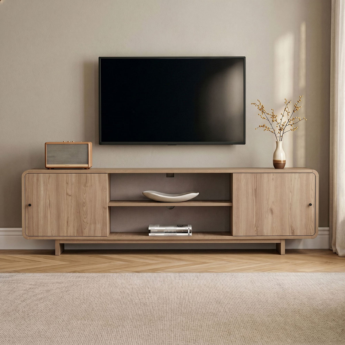 Έπιπλο Τηλεόρασης Mastichari Με Soft-Close Δρυς 180x34x52 εκ. Μελαμίνης