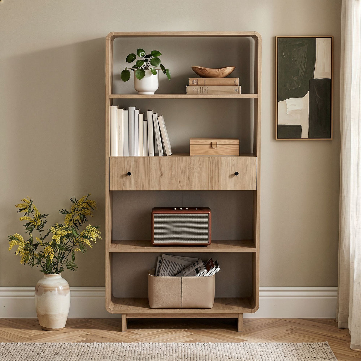 Βιβλιοθήκη Marmari Με Soft-Close Δρυς 78x34x153 εκ. Μελαμίνης