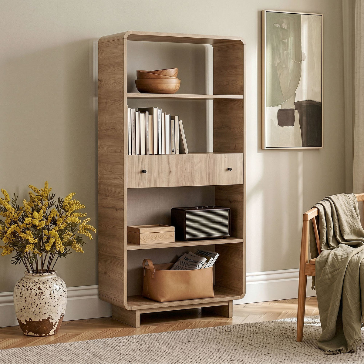 Βιβλιοθήκη Marmari Με Soft-Close Δρυς 78x34x153 εκ. Μελαμίνης