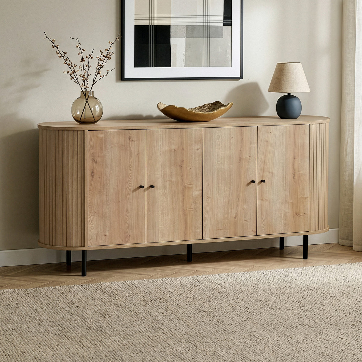 Κονσόλα Diosmos Με Soft-Close Δρυς Sapphire 180x40x80 εκ. Μελαμίνης - Pakobazaar