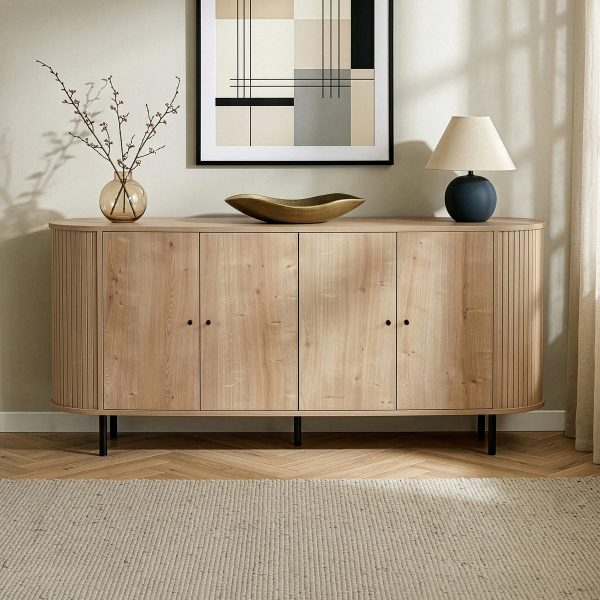 Κονσόλα Diosmos Με Soft-Close Δρυς Sapphire 180x40x80 εκ. Μελαμίνης - Pakobazaar