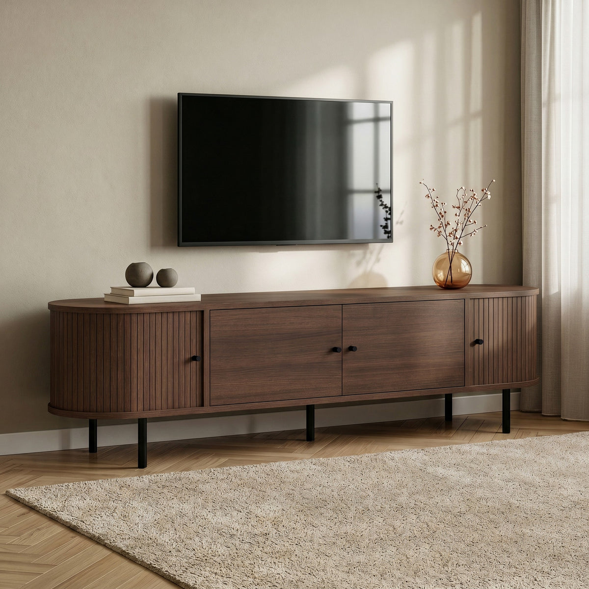 Έπιπλο Τηλεόρασης Apella Με Soft-Close Καρυδί 180x40x47 εκ. Μελαμίνης