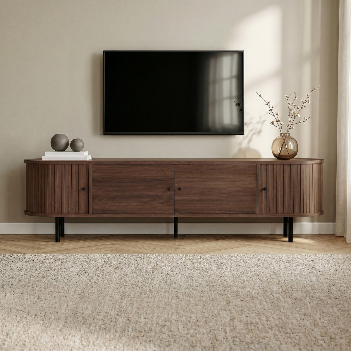 Έπιπλο Τηλεόρασης Apella Με Soft-Close Καρυδί 180x40x47 εκ. Μελαμίνης