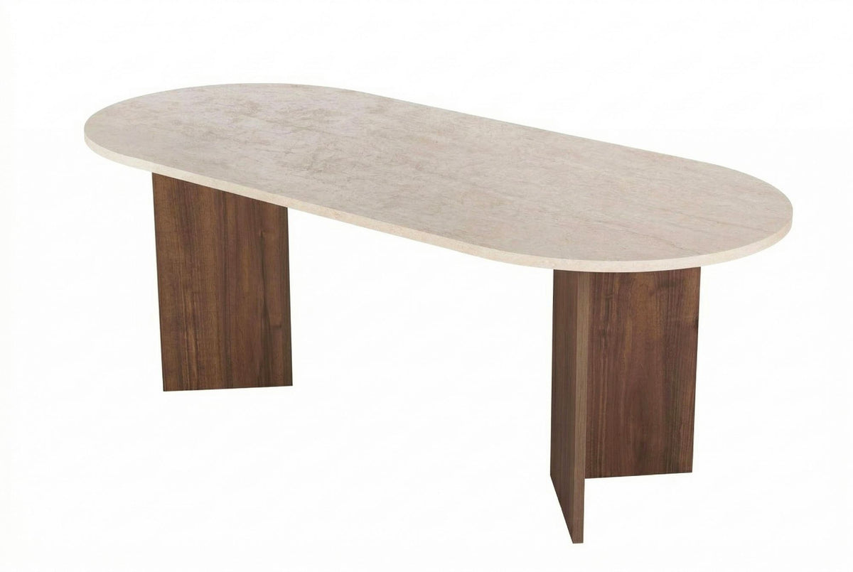 Τραπέζι Τραπεζαρίας Pserimos Travertine - Καρυδί Venezia 200x90x75 εκ. Μελαμίνης - Pakobazaar