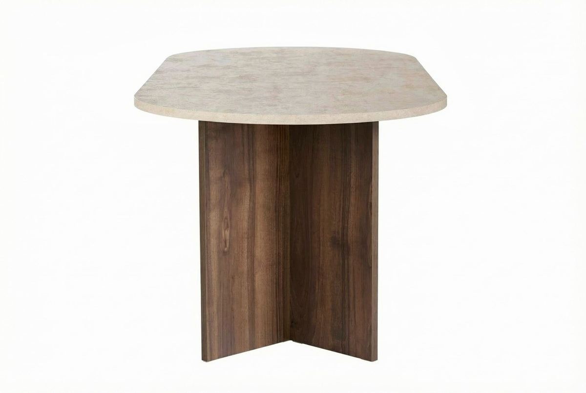 Τραπέζι Τραπεζαρίας Pserimos Travertine - Καρυδί Venezia 200x90x75 εκ. Μελαμίνης - Pakobazaar