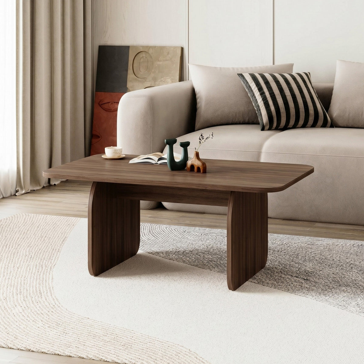 Τραπεζάκι Σαλονιού Lithino Καρυδί Milano 100x60x42 εκ. Μελαμίνης