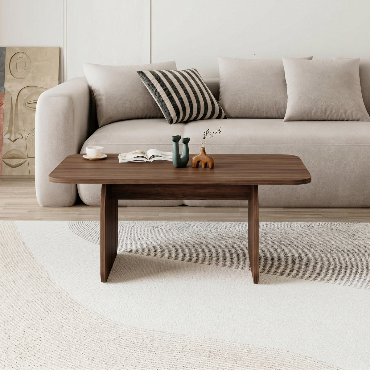 Τραπεζάκι Σαλονιού Lithino Καρυδί Milano 100x60x42 εκ. Μελαμίνης