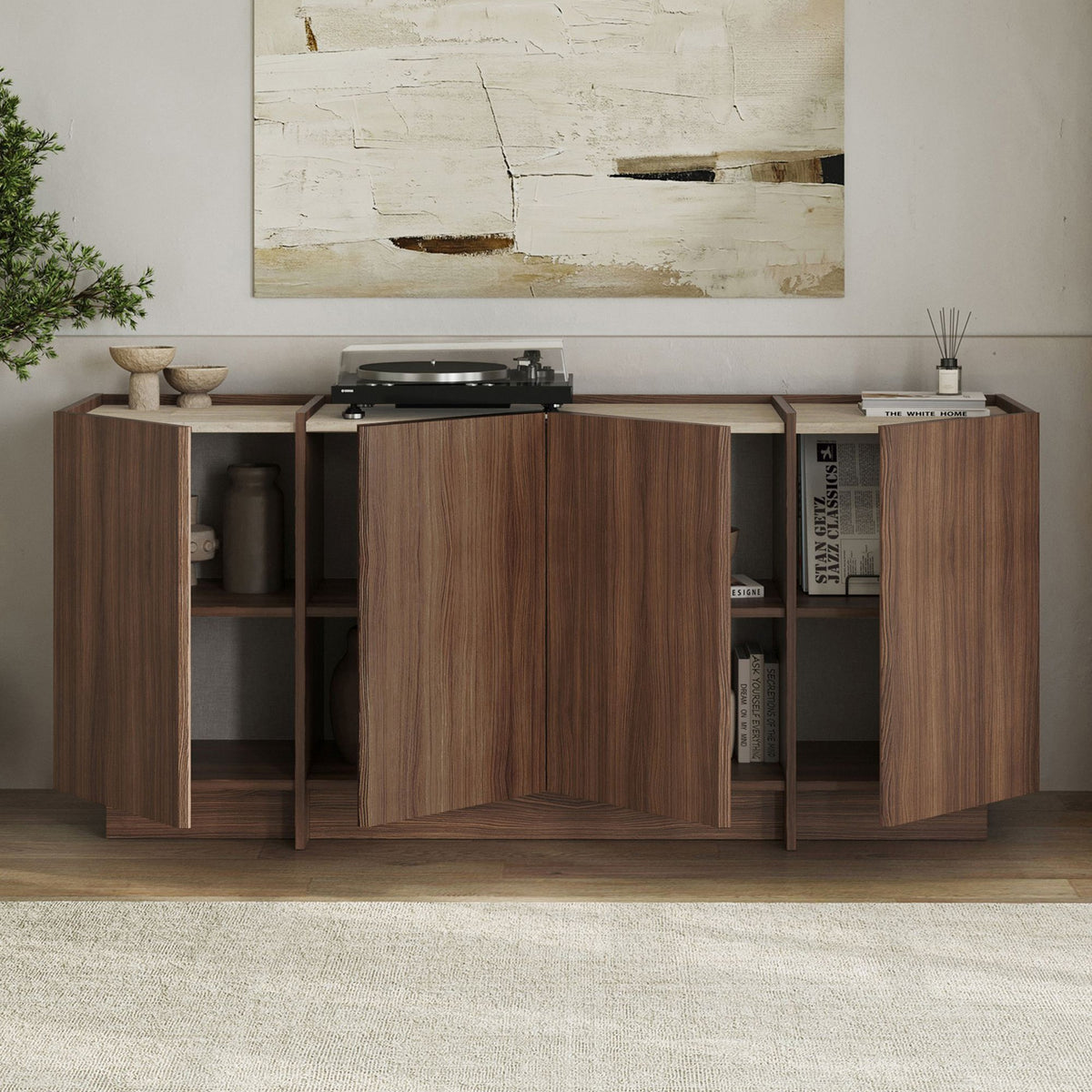 Κονσόλα Oinousses Travertine - Καρυδί Milano 180x45x80 εκ. Μελαμίνης