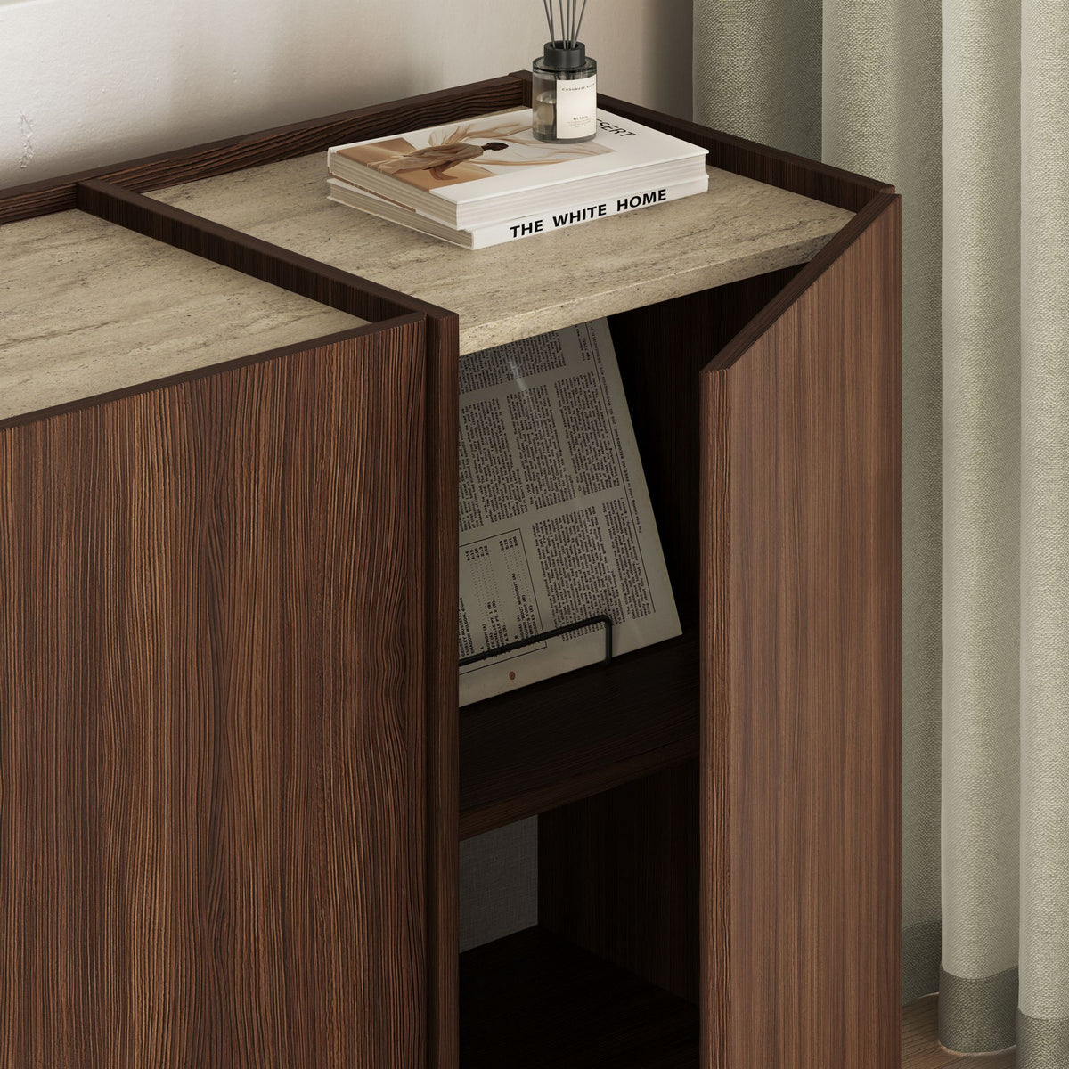 Κονσόλα Oinousses Travertine - Καρυδί Milano 180x45x80 εκ. Μελαμίνης