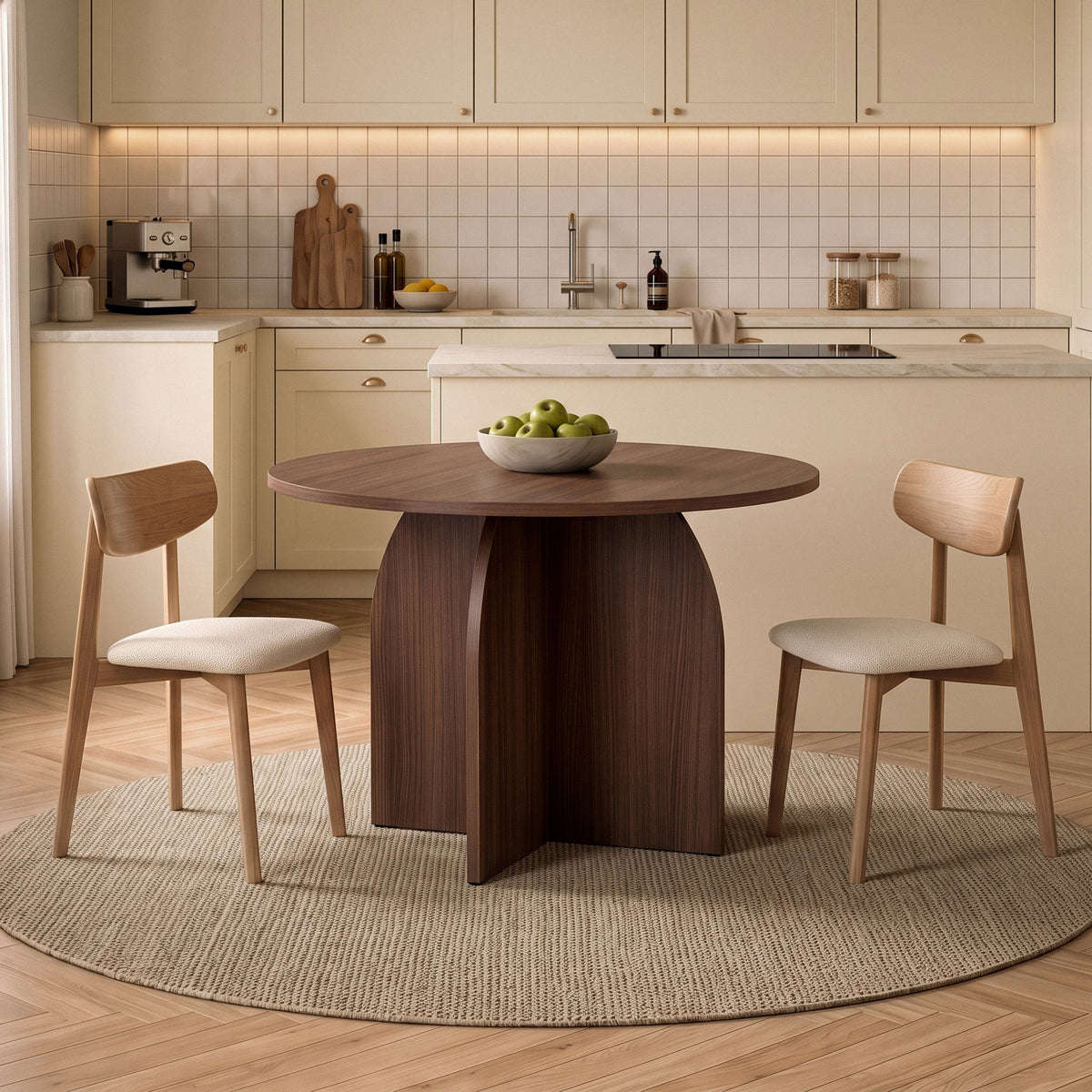 Τραπέζι Τραπεζαρίας Kafireas Καρυδί Milano 110x110x75 εκ. Μελαμίνης