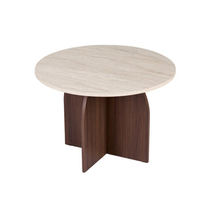 Τραπέζι Τραπεζαρίας Kafireas Travertine - Καρυδί Milano 110x110x75 εκ. Μελαμίνης