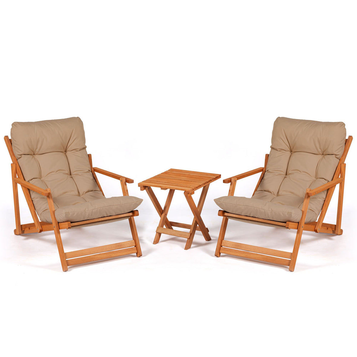 Σετ Κήπου 3τμχ Lindos Πτυσσόμενο Καφέ - Φυσικό 50x50x81 εκ. Μασίφ Ξύλου