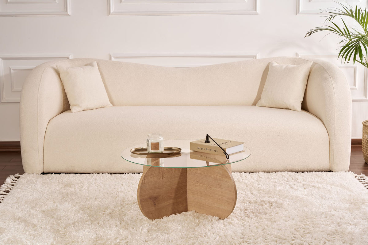Τραπεζάκι Σαλονιού Malesina Δρυς Sapphire - Διάφανο 75x75x35 εκ.