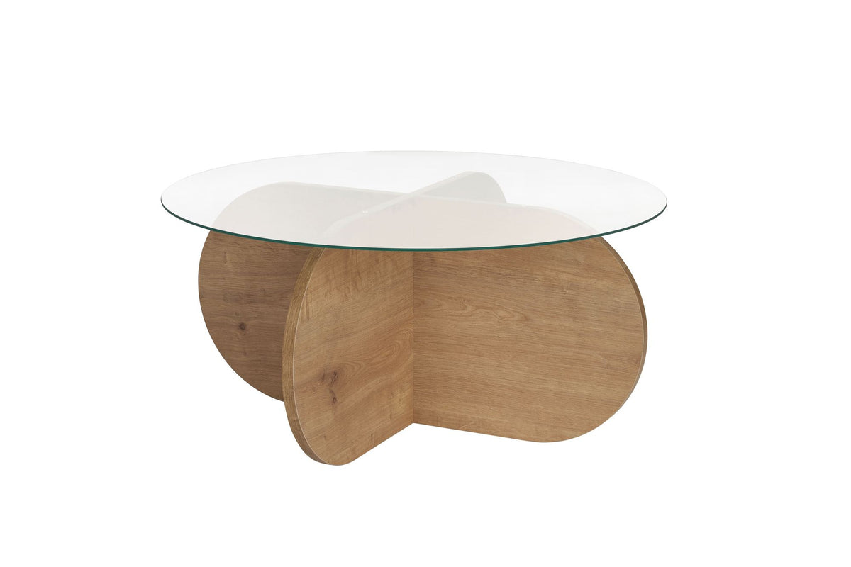 Τραπεζάκι Σαλονιού Malesina Δρυς Sapphire - Διάφανο 75x75x35 εκ.