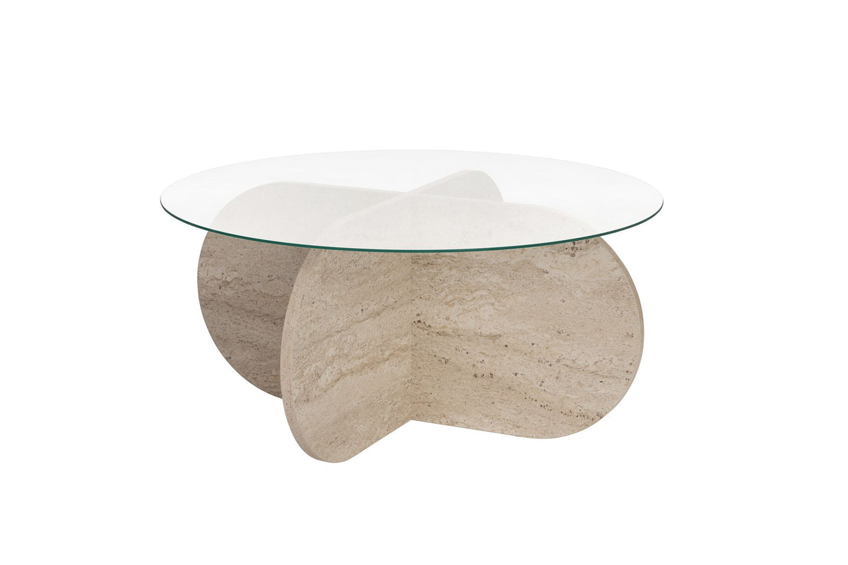 Τραπεζάκι Σαλονιού Malesina Travertine - Διάφανο 75x75x35 εκ.