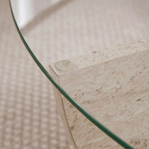 Τραπεζάκι Σαλονιού Merichas Γυάλινο Travertine 90x90x30 εκ. Μελαμίνης