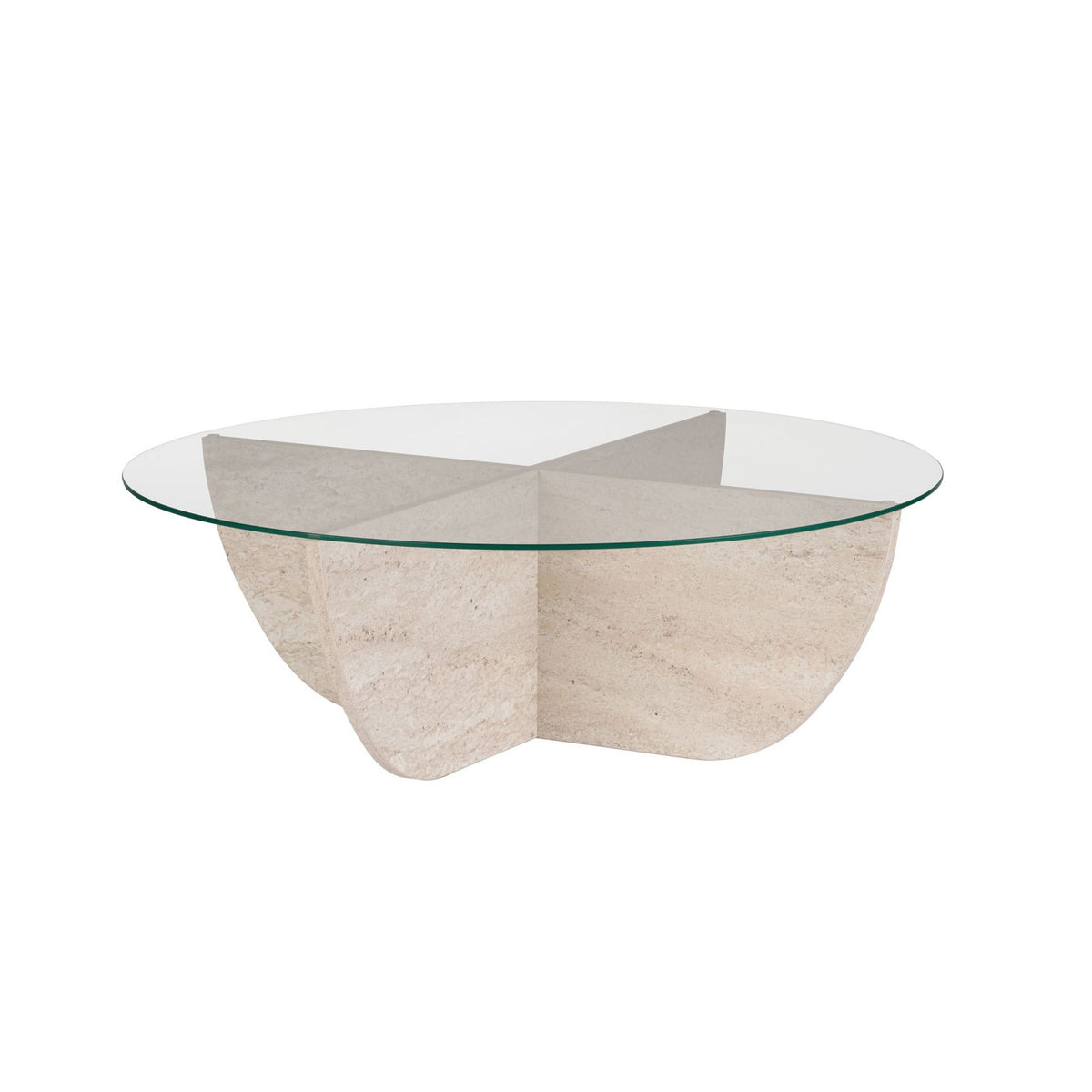 Τραπεζάκι Σαλονιού Merichas Γυάλινο Travertine 90x90x30 εκ. Μελαμίνης