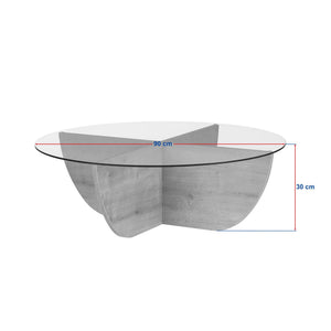 Τραπεζάκι Σαλονιού Merichas Γυάλινο Travertine 90x90x30 εκ. Μελαμίνης