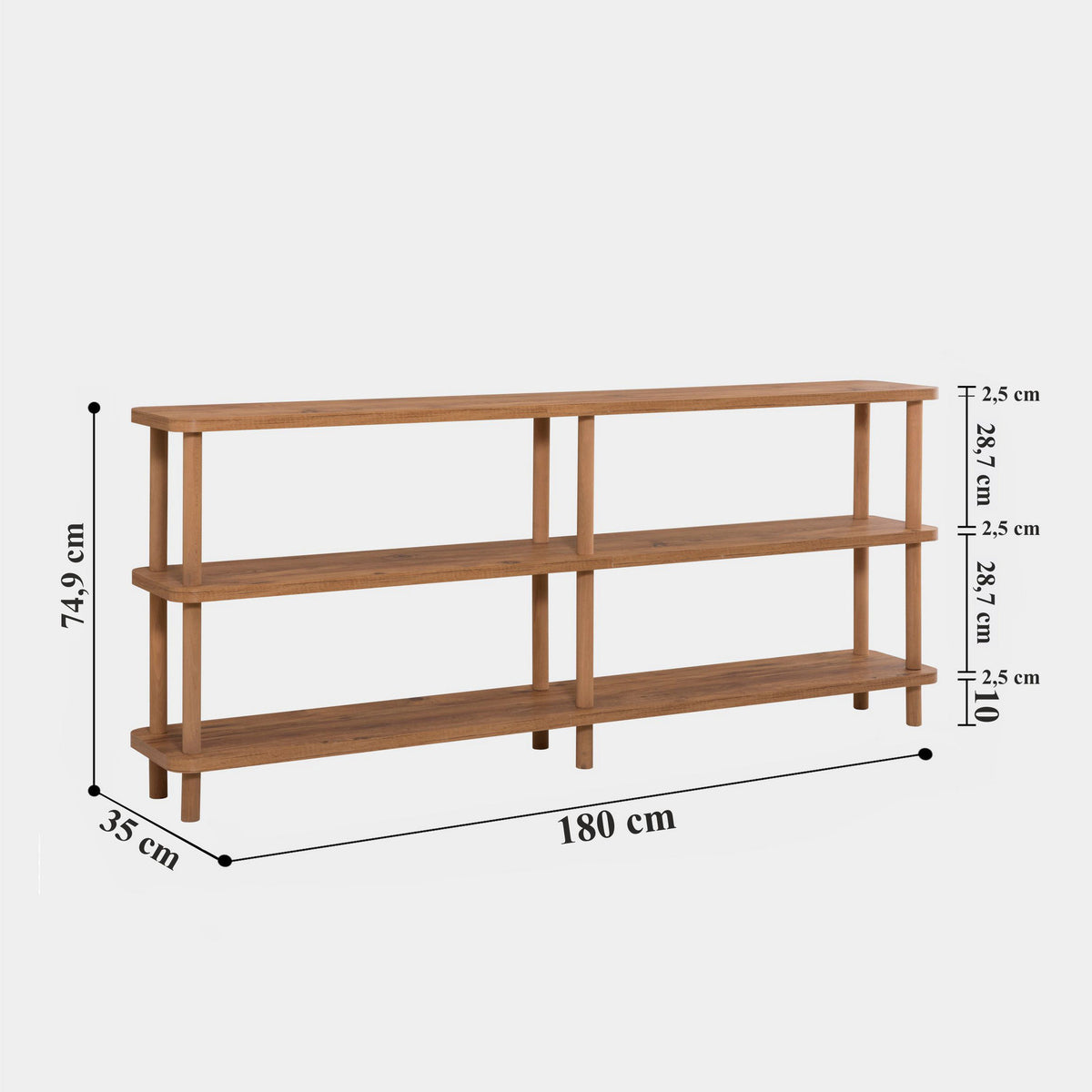 Βιβλιοθήκη Myrtos Ατλαντικό Πεύκο 180x35x74.9 εκ. Μελαμίνης