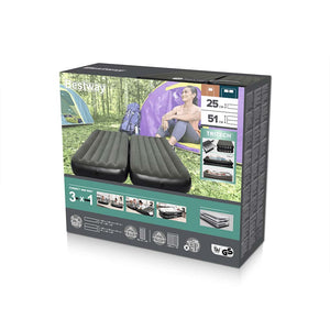 Bestway Φουσκωτό Στρώμα Αέρα 3 σε 1 Μαύρο και Γκρι 188 x 99 x 25 εκ. - Pakobazaar
