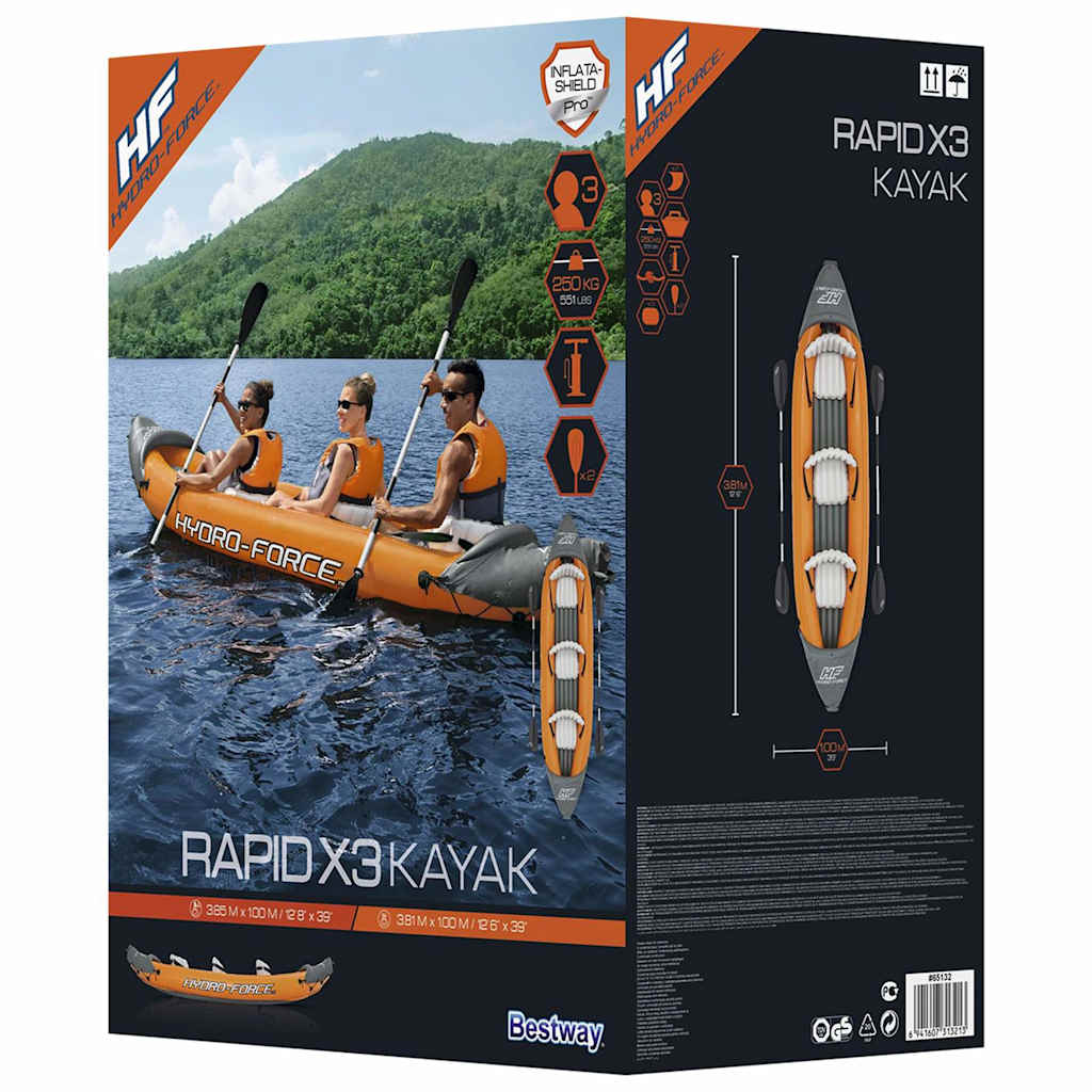 Bestway Καγιάκ Φουσκωτό Σετ Hydro-Force x3 3 Ατόμων - Pakobazaar
