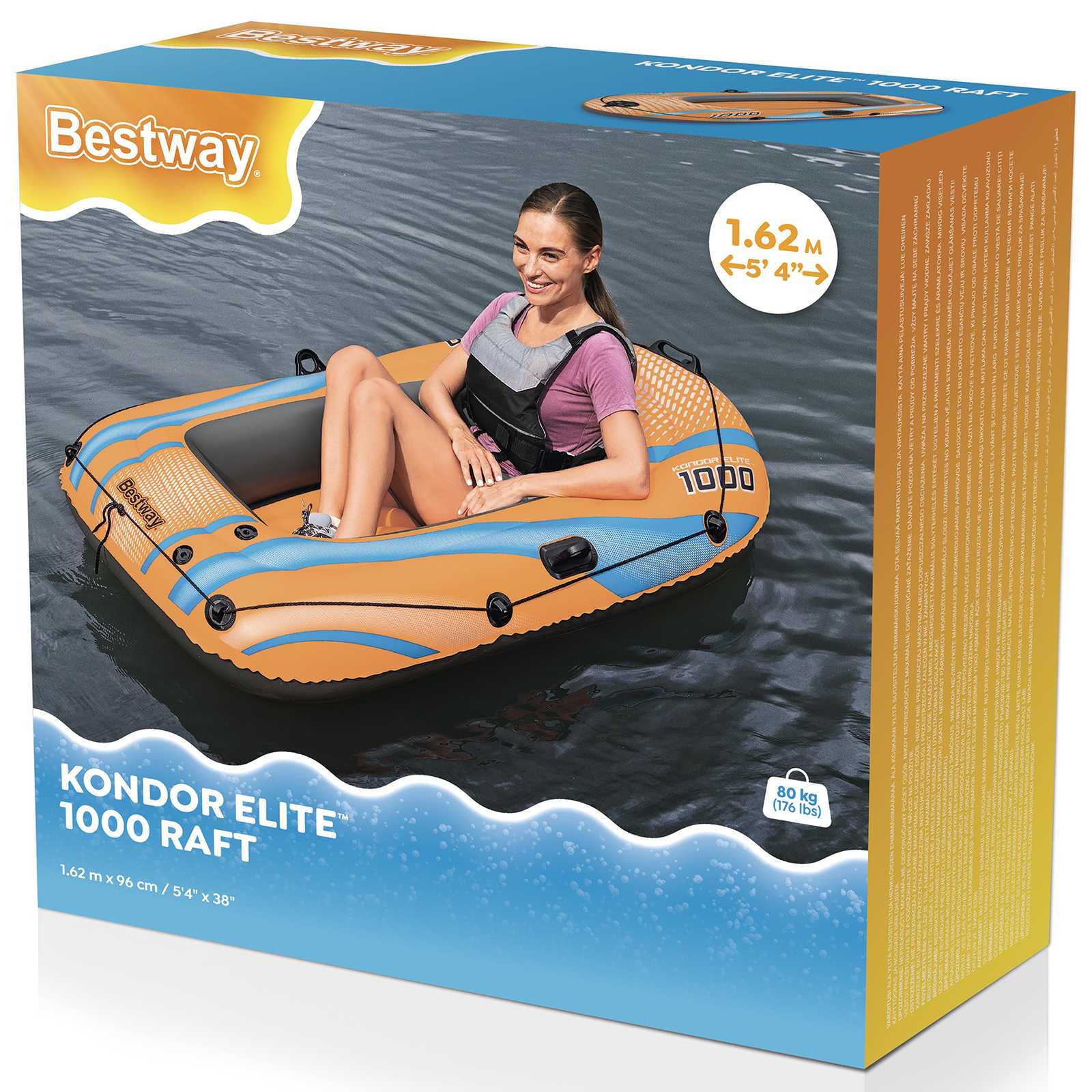 Bestway Φουσκωτή βάρκα Πορτοκαλί 162 x 96 εκ. PVC