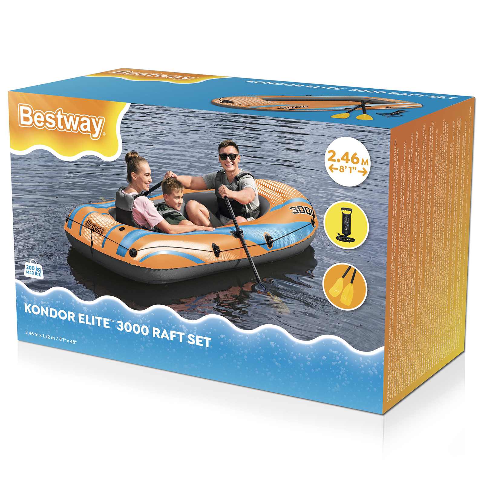Bestway Φουσκωτή βάρκα Πορτοκαλί 246 x 122 εκ. PVC - Pakobazaar