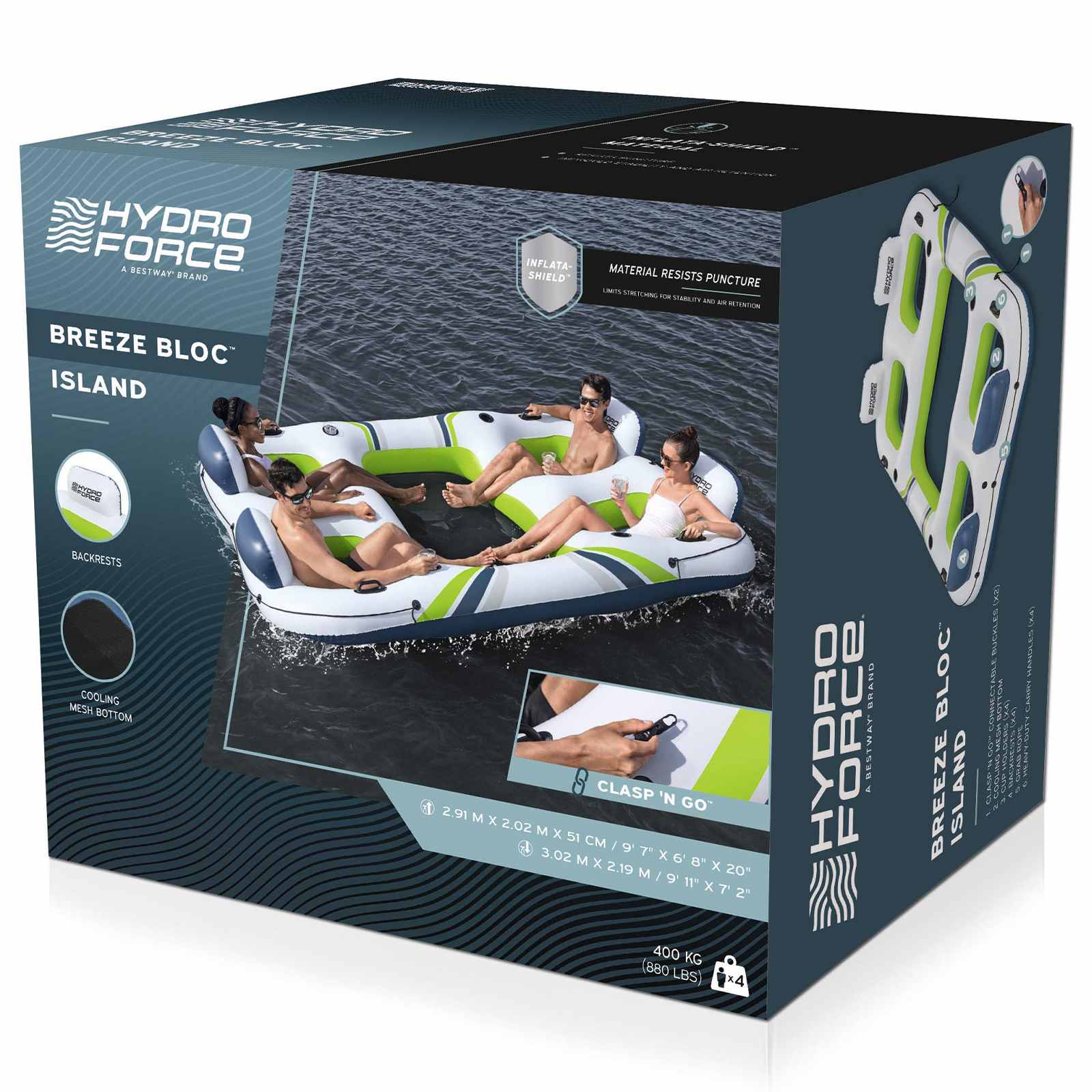 Bestway Φλοτέρ Νησί Hydro-Force Άσπρο και Μπλε και Πράσινο PVC - Pakobazaar