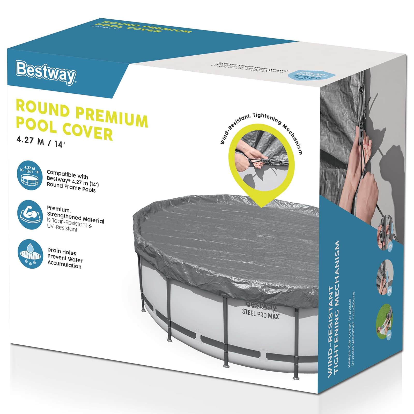 Bestway Κάλυμμα Πισίνας Ø4,27 μ Γύρος Πολυεστέρας Γκρι - Pakobazaar