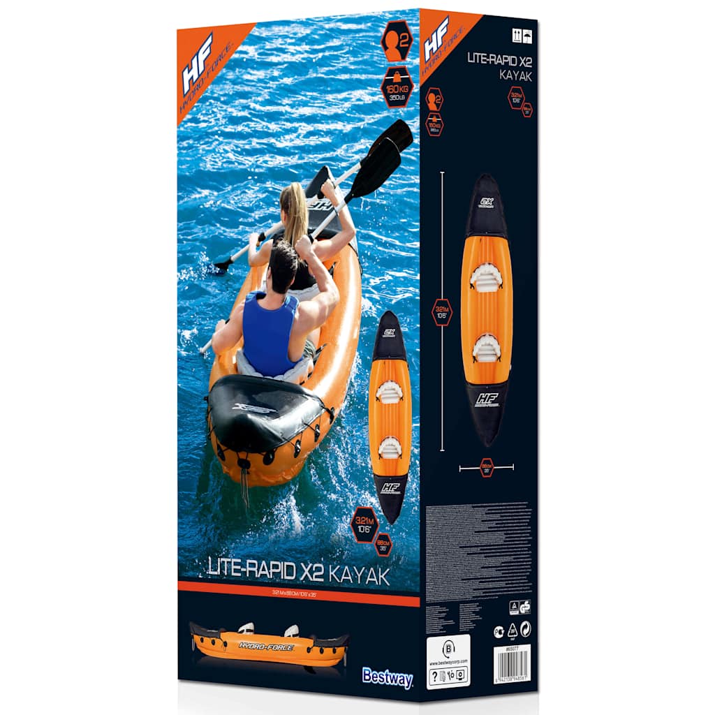 Bestway Hydro-Force Καγιάκ Φουσκωτό Lite Rapid X2 με Κουπιά 65077