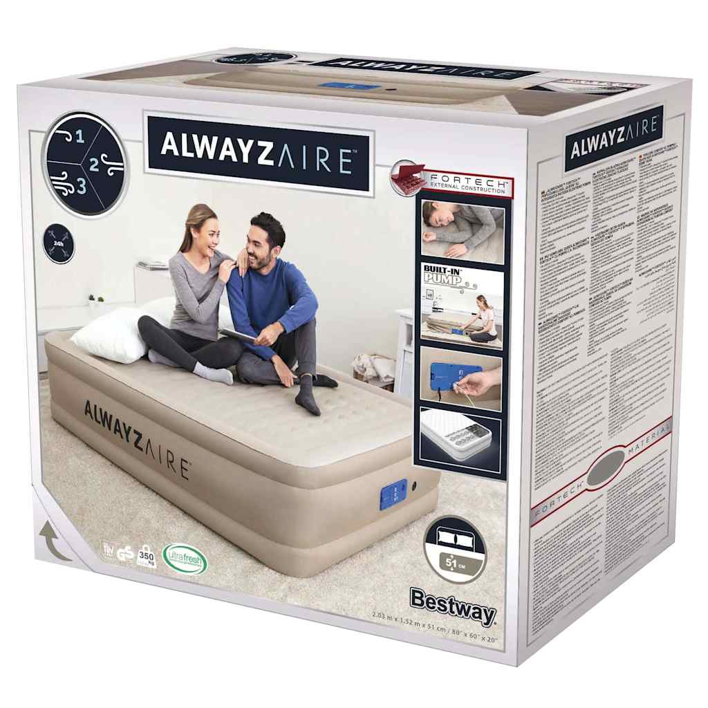 Bestway Στρώμα Ύπνου Φουσκωτό AlwayzAire 203x152x51 εκ.+ Ενσωμ. Αντλία - Pakobazaar