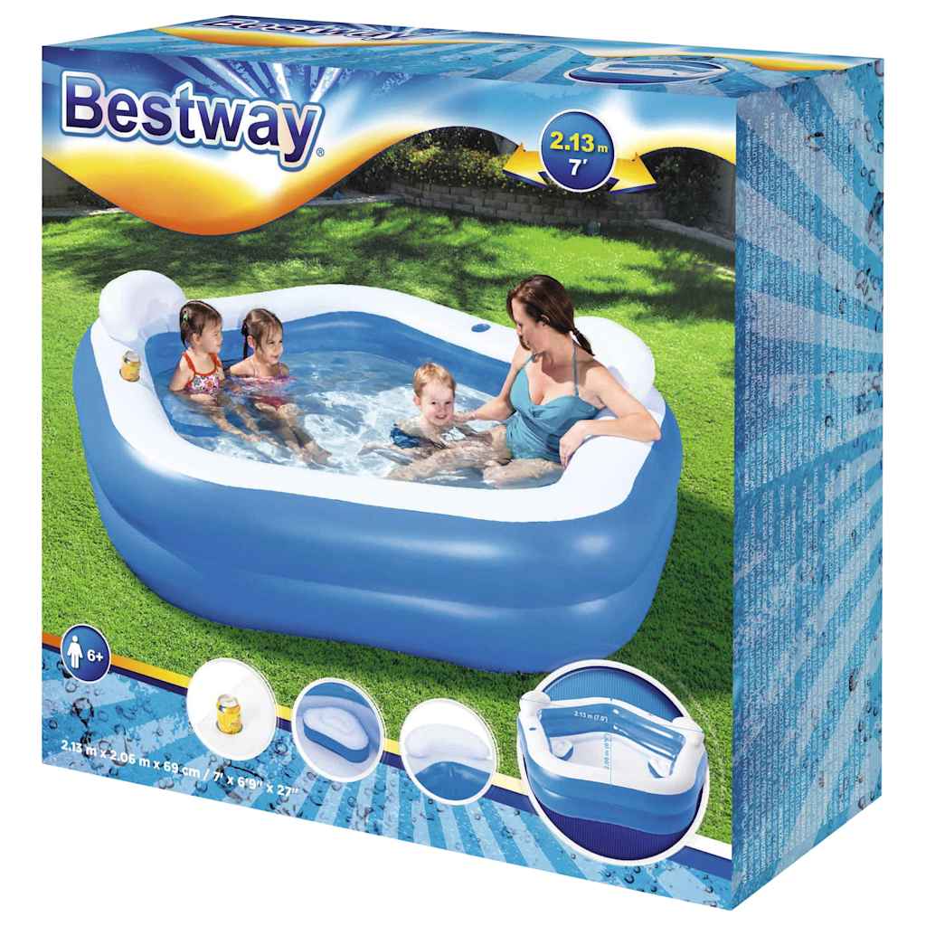 Bestway Πισίνα Family Fun Lounge 213 x 206 x 69 εκ. - Pakobazaar