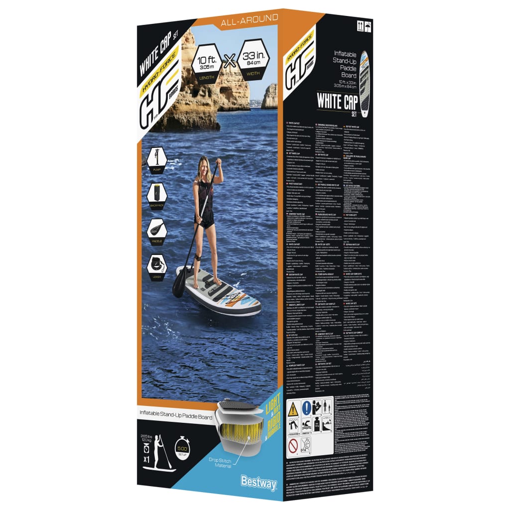 Bestway Hydro-Force Σανίδα SUP White Cap Set Φουσκωτή 305x84x12 εκ. - Pakobazaar