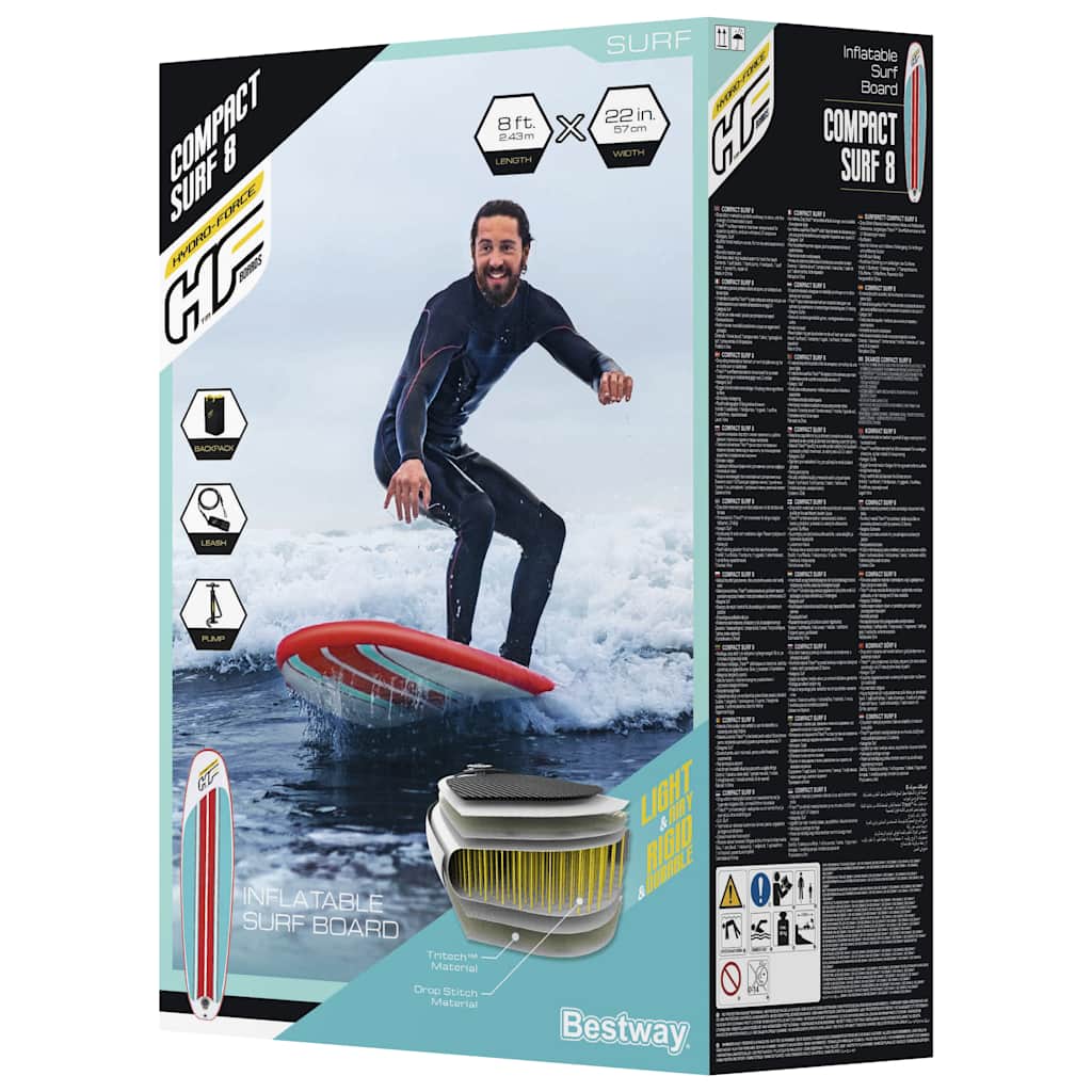 Bestway Φουσκωτή Σανίδα SUP Hydro-Force Compact Surf 8 243x57x7 εκ. - Pakobazaar