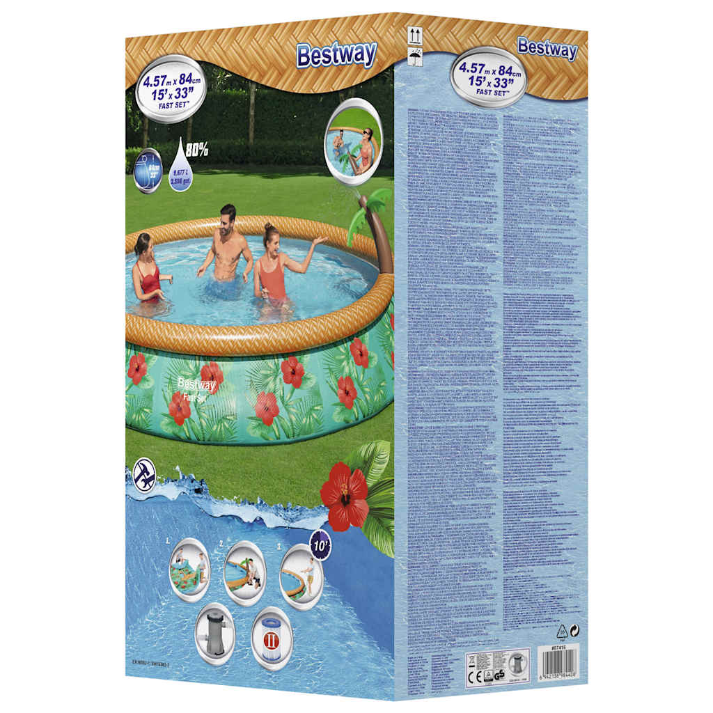 Bestway Φουσκωτή Πισίνα Fast Set Inflatable Paradise Palms 457x84 εκ. - Pakobazaar