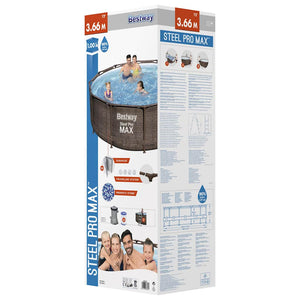 Bestway Σετ Πισίνας Deluxe Series Steel Pro MAX Στρογγυλό 366x100 εκ. - Pakobazaar