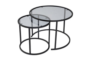 Τραπεζάκια Σαλονιού Σετ Oinoi Μαύρο - Γκρι 60x60x43 εκ.