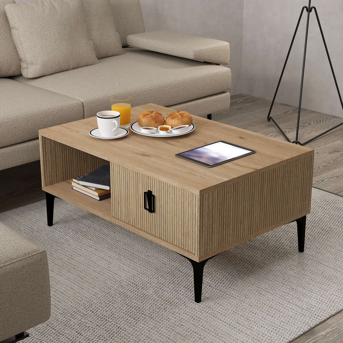 Τραπεζάκι Σαλονιού Dirfi Δρυς Sapphire 90x60x41.5 εκ. Μελαμίνης