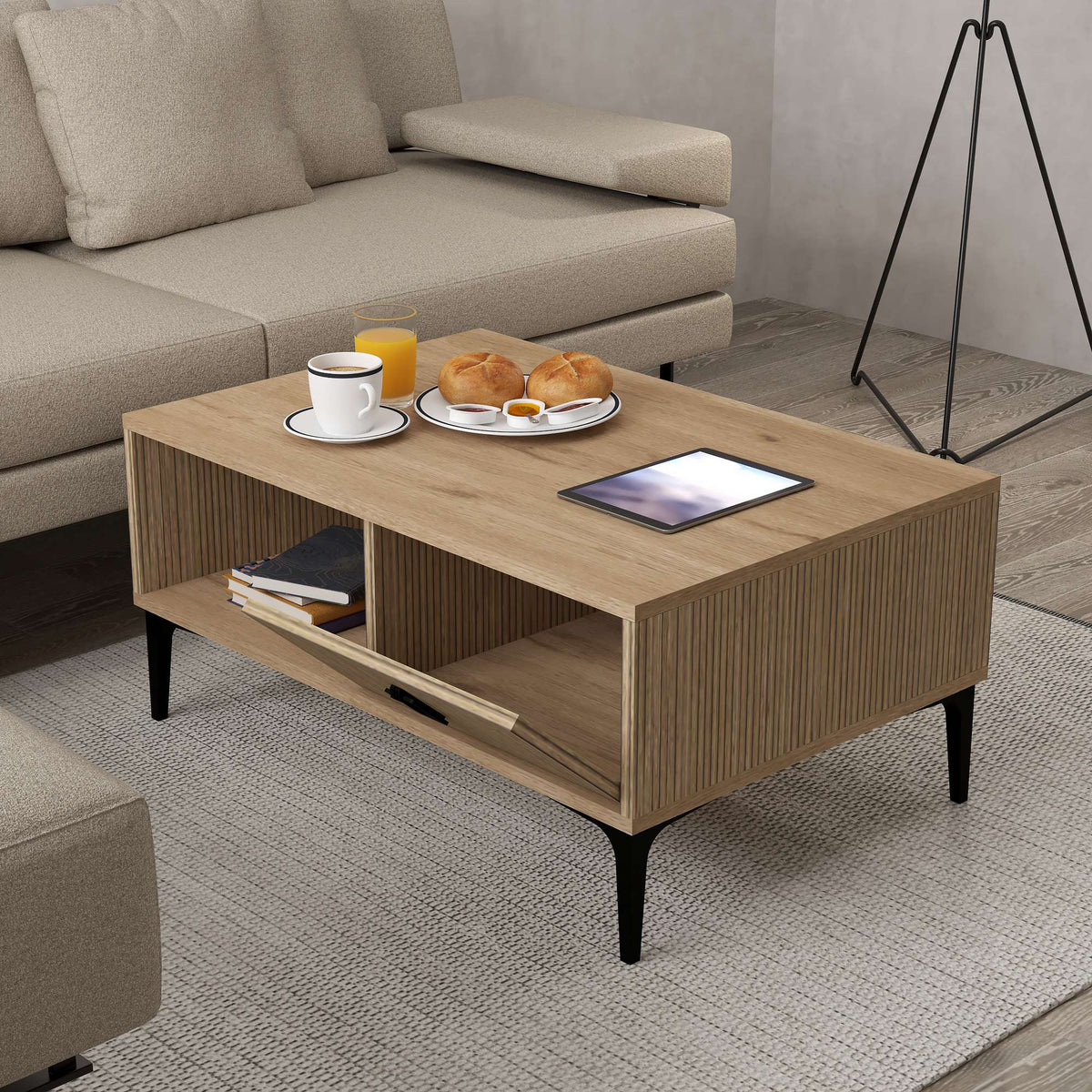 Τραπεζάκι Σαλονιού Dirfi Δρυς Sapphire 90x60x41.5 εκ. Μελαμίνης