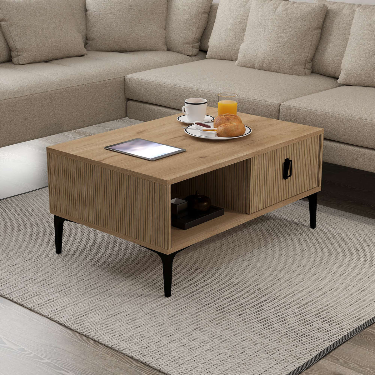 Τραπεζάκι Σαλονιού Dirfi Δρυς Sapphire 90x60x41.5 εκ. Μελαμίνης