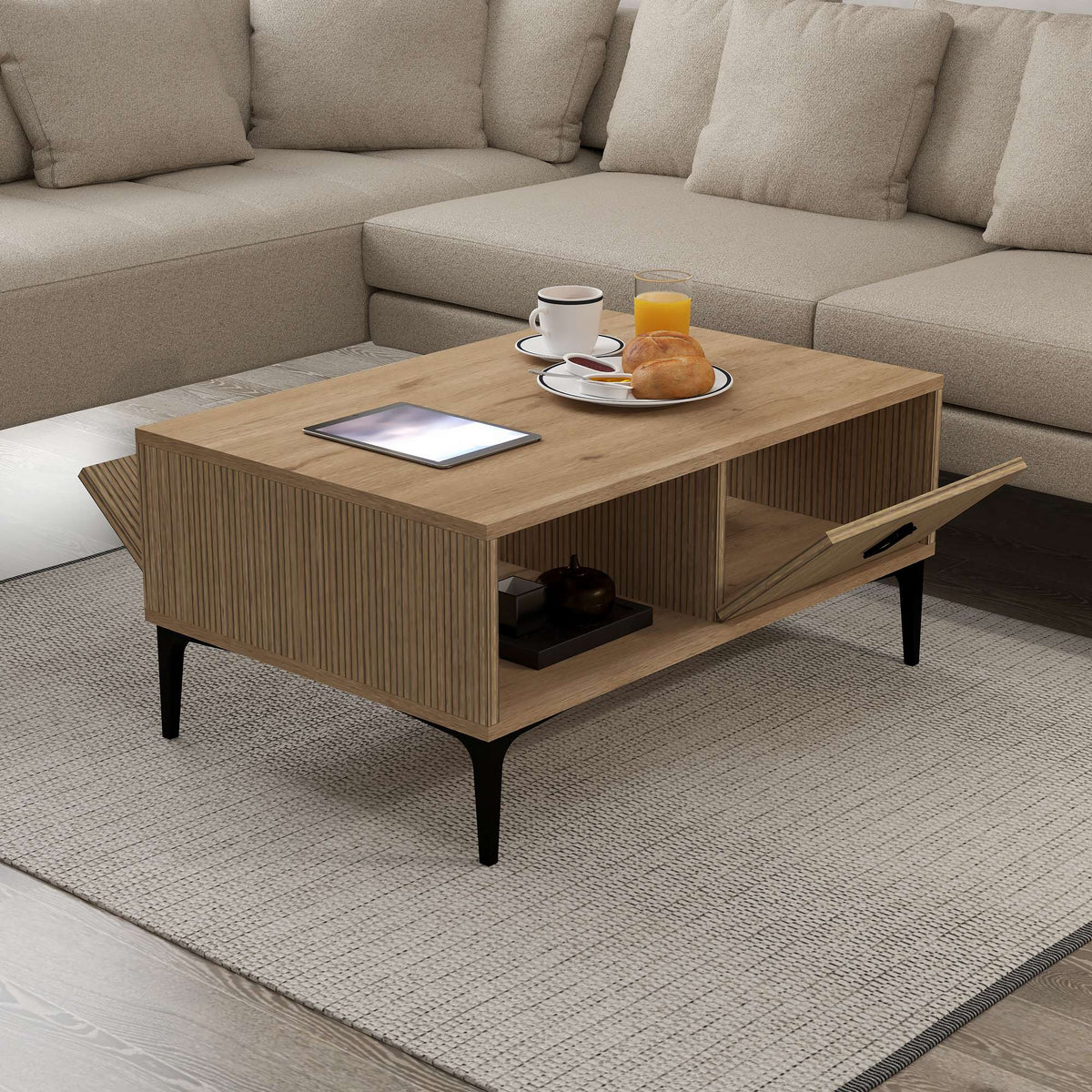 Τραπεζάκι Σαλονιού Dirfi Δρυς Sapphire 90x60x41.5 εκ. Μελαμίνης