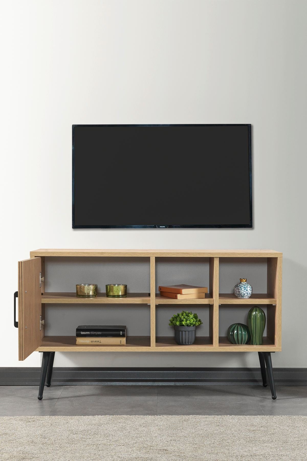 Έπιπλο Τηλεόρασης Imittos Δρυς Sapphire 100x35x60 εκ. Μελαμίνης