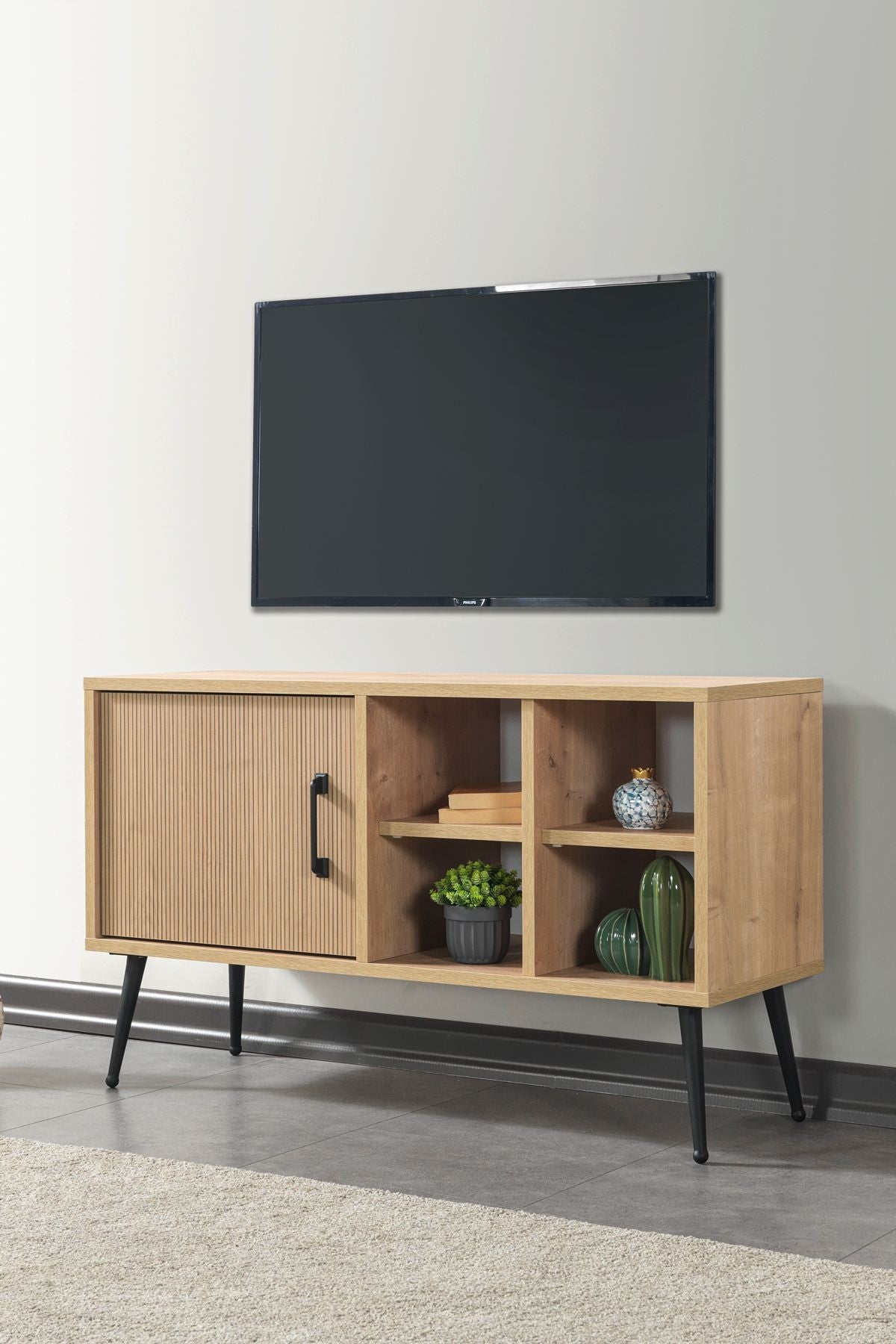 Έπιπλο Τηλεόρασης Imittos Δρυς Sapphire 100x35x60 εκ. Μελαμίνης