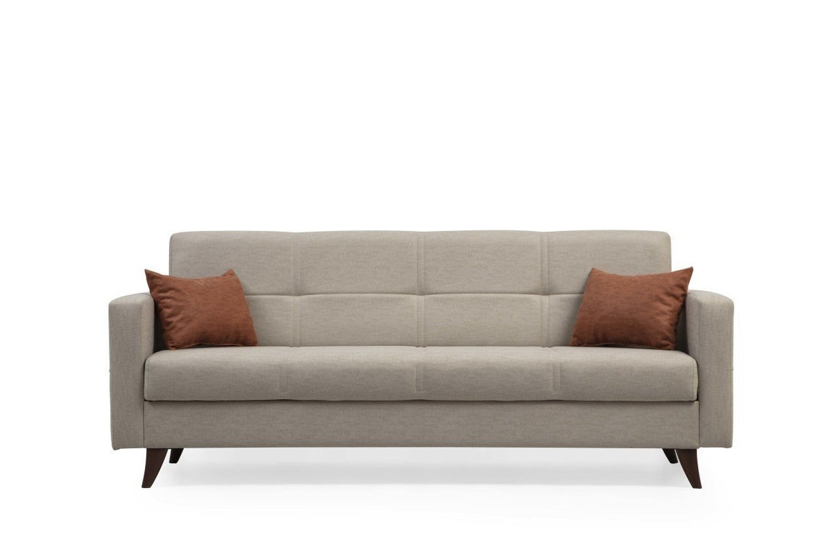 Τριθέσιος Καναπές-Κρεβάτι Melissa Μπεζ 205x75x86 εκ. Μασίφ Ξύλου