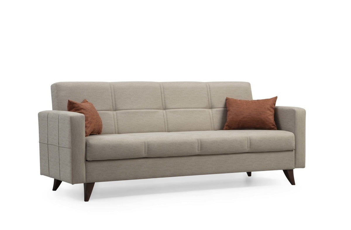 Τριθέσιος Καναπές-Κρεβάτι Melissa Μπεζ 205x75x86 εκ. Μασίφ Ξύλου