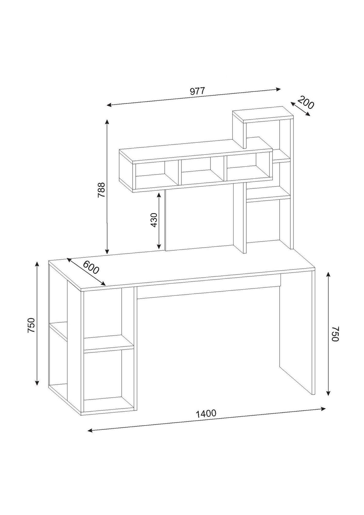 Γραφείο Plikati Με Ράφια Λευκό - Cordoba 140x60x153.8 εκ. Μελαμίνης