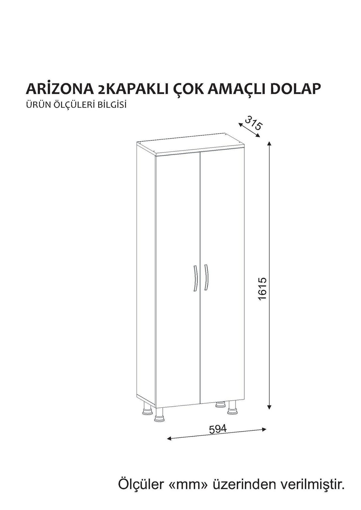 Ντουλάπι Μπάνιου Kiti Με Ράφια Λευκό 59.4x31.5x173.6 εκ. Μελαμίνης