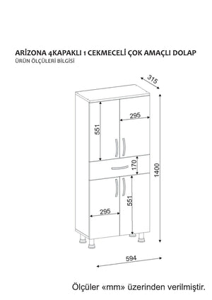 Ντουλάπι Μπάνιου Kiti Με Ράφια Λευκό 59.4x31.5x140 εκ. Μελαμίνης