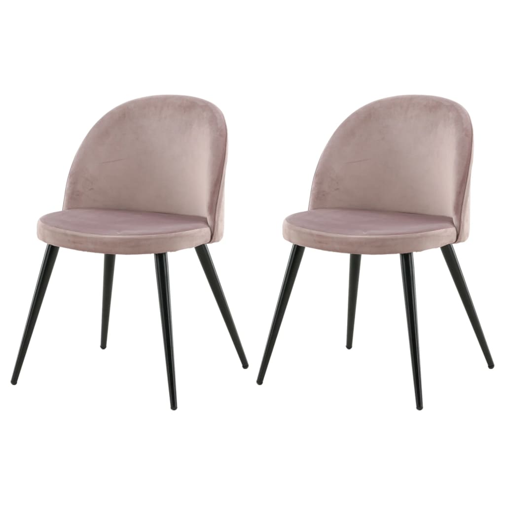 Venture Home Καρέκλες Τραπεζαρίας Velvet 2 τεμ Μαύρο/Σκ. Ροζ Βελούδο - Pakobazaar