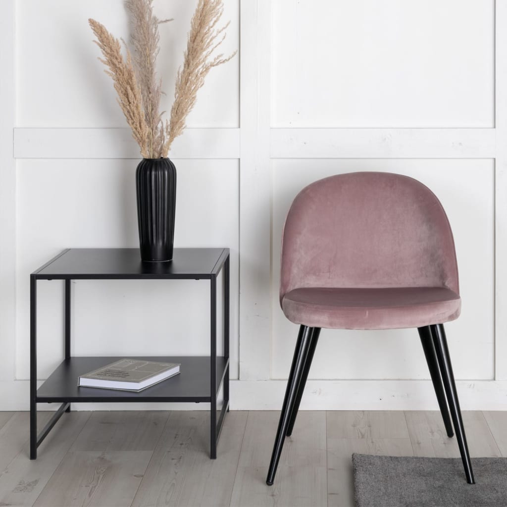 Venture Home Καρέκλες Τραπεζαρίας Velvet 2 τεμ Μαύρο/Σκ. Ροζ Βελούδο - Pakobazaar